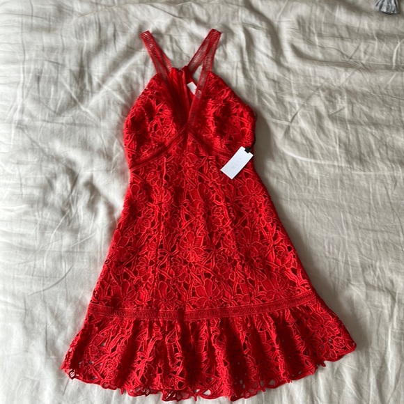 NWT Astr the label red lace mini dress sz. S - Picture 2 of 4